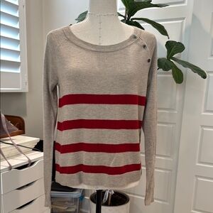Striped Sweater with Red Accents
